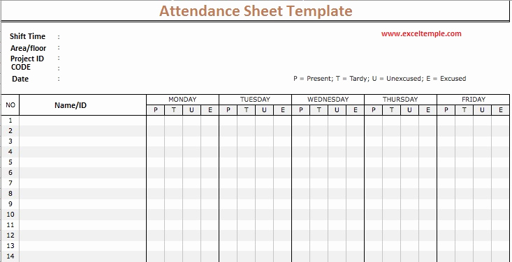 Attendance Sheet Template Excel Beautiful attendance Sheet Template
