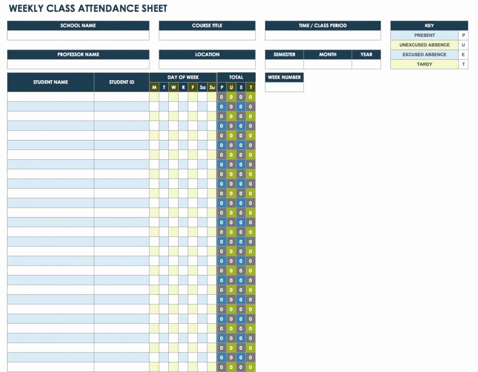 Attendance Sheet Template Excel Elegant Free attendance Spreadsheets and Templates