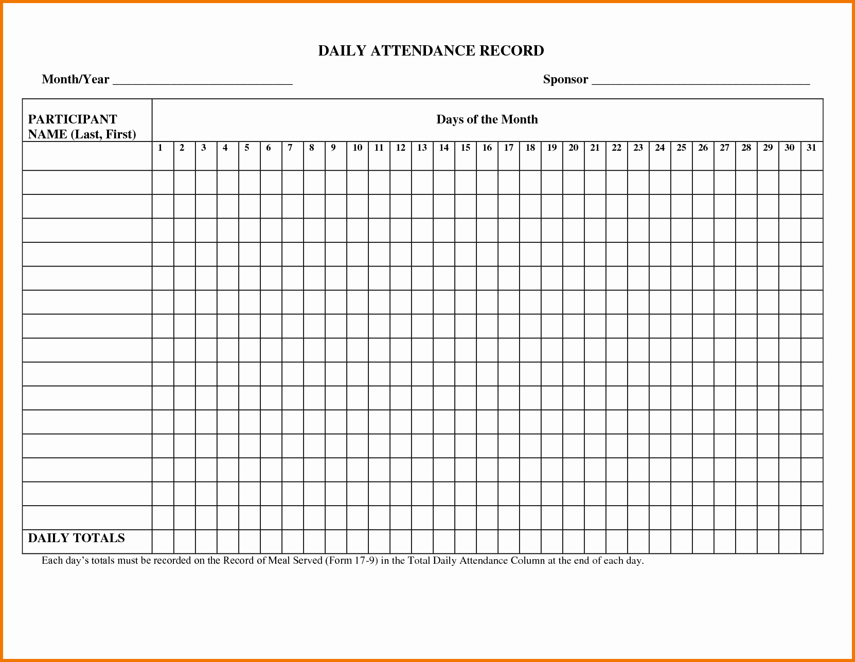 Attendance Sheet Template Excel Lovely attendance Record Template Example Mughals