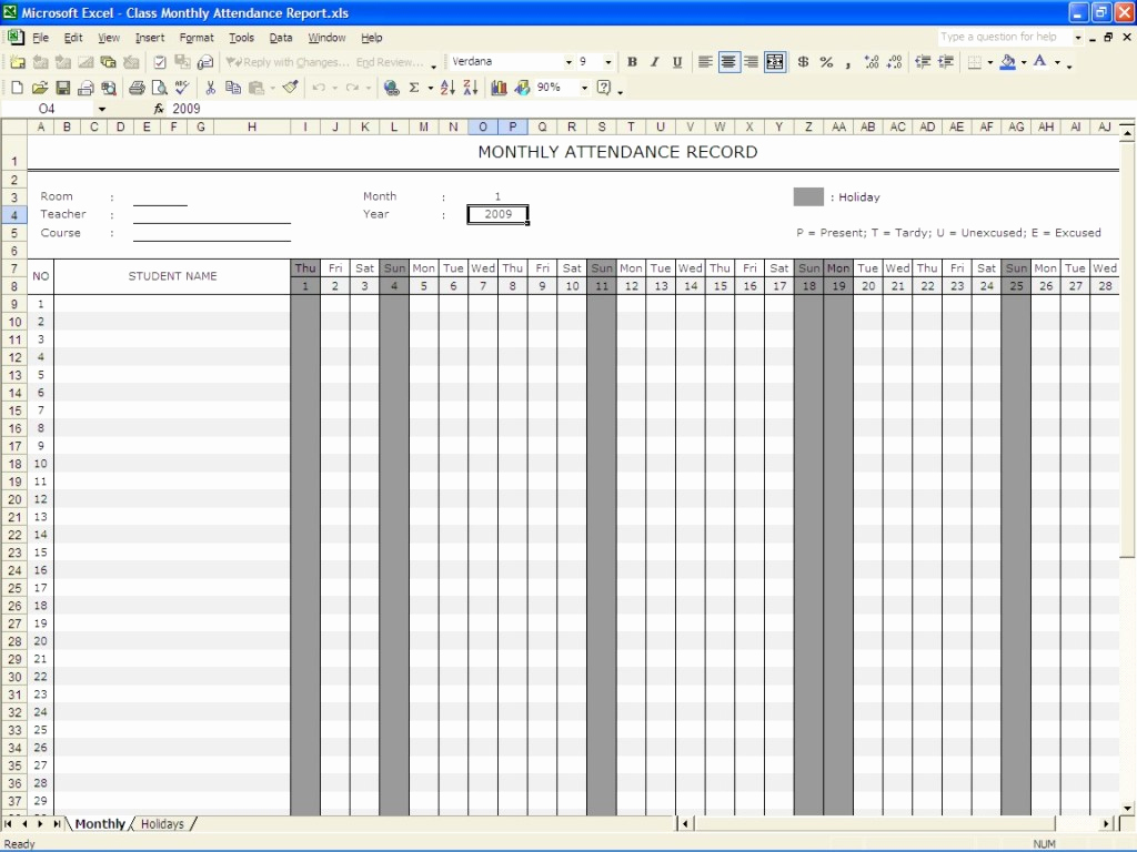 Attendance Sheet Template Excel Lovely Perfect Monthly attendance Sheet Record Template In Excel