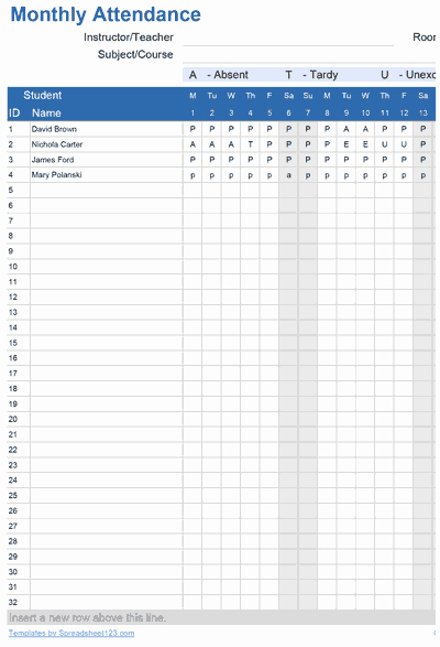 Attendance Sheet Template Excel New Printable attendance Trackers for Excel