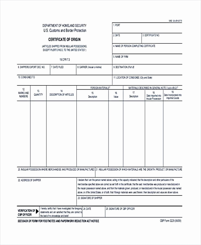 Certificate Of origin Template Excel Elegant Certificate Of origin Template for Cargo Logistics Basic