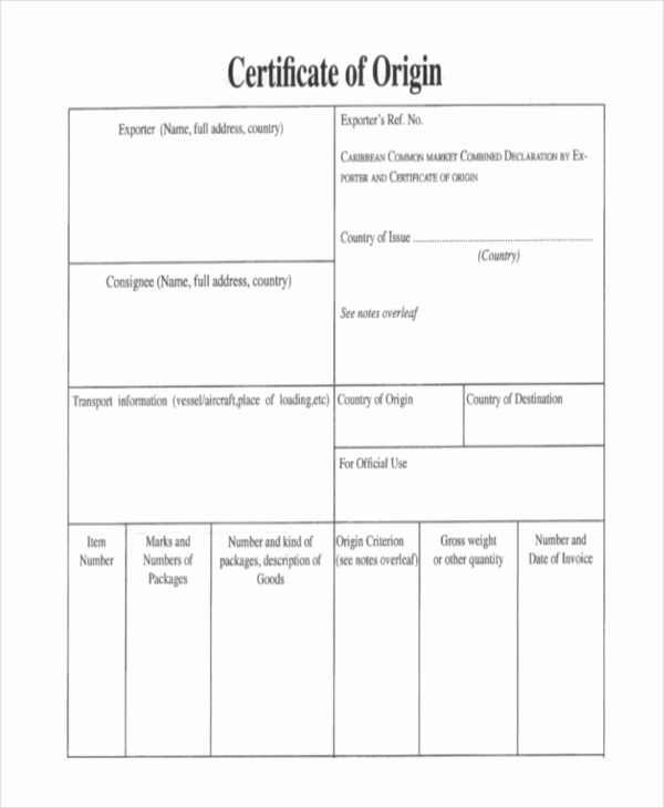 Certificate Of origin Template Excel Inspirational Certificate origin Template