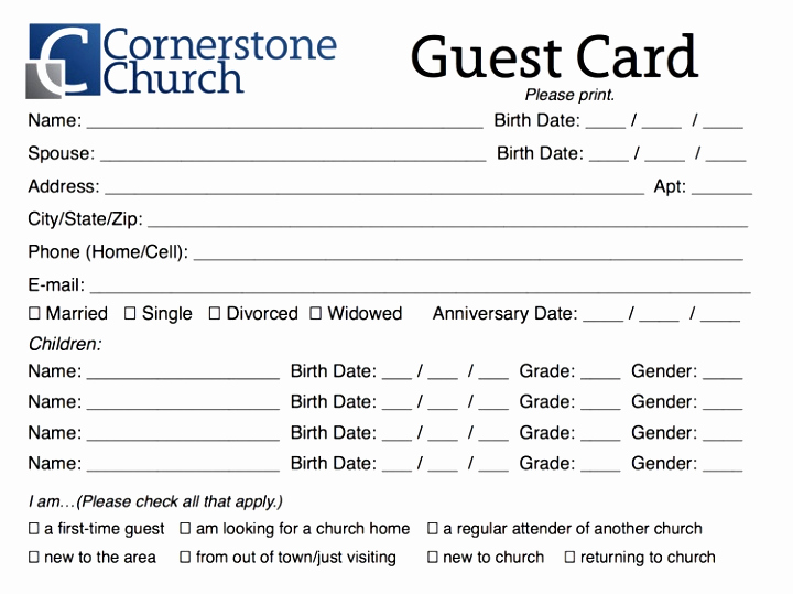 Church Visitor Card Template Word Luxury Church Connection Cards Full Color Printing Simple Free