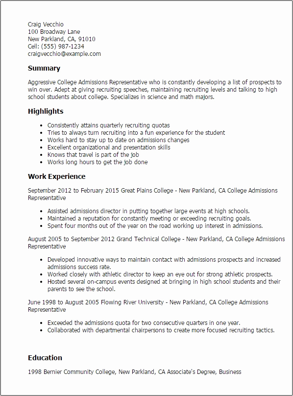 College Admission Resume Template Fresh College Admissions Resume Best Resume Collection