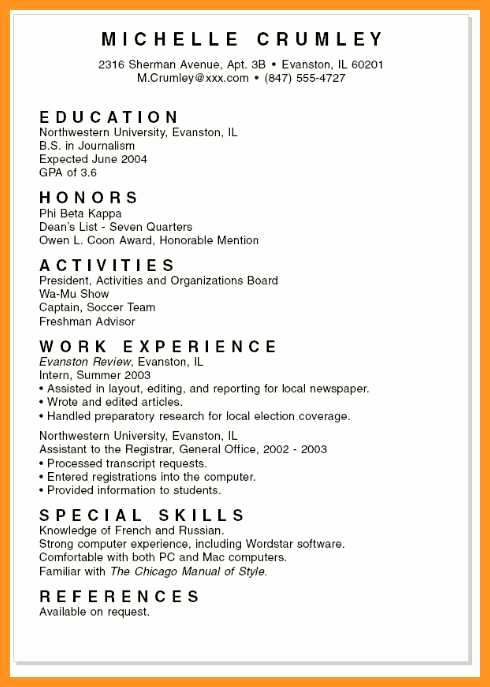 College Admissions Resume Templates Awesome 9 10 Examples Of Student Resumes for College