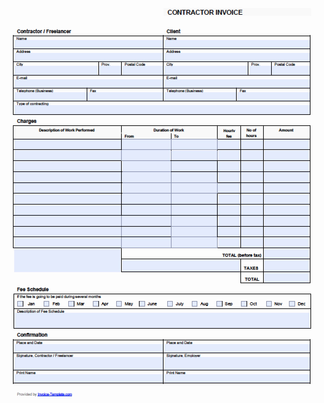 Contractor Invoice Template Word Beautiful Contractors Invoice Template