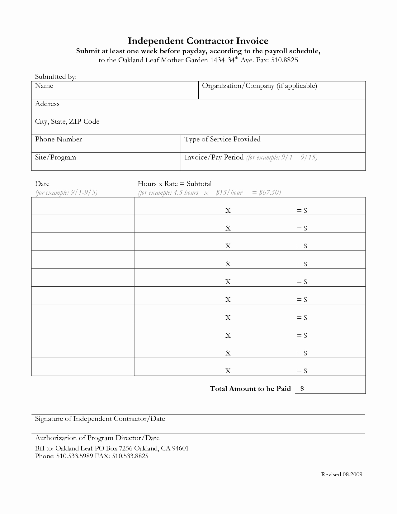 Contractor Invoice Template Word Fresh Independent Contractor Invoice Template Free