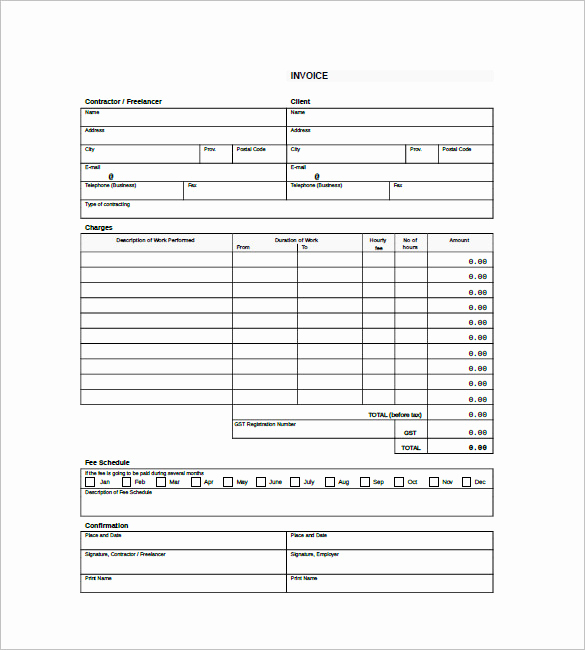 Contractor Invoice Template Word Inspirational Free Contractor Invoice Templates