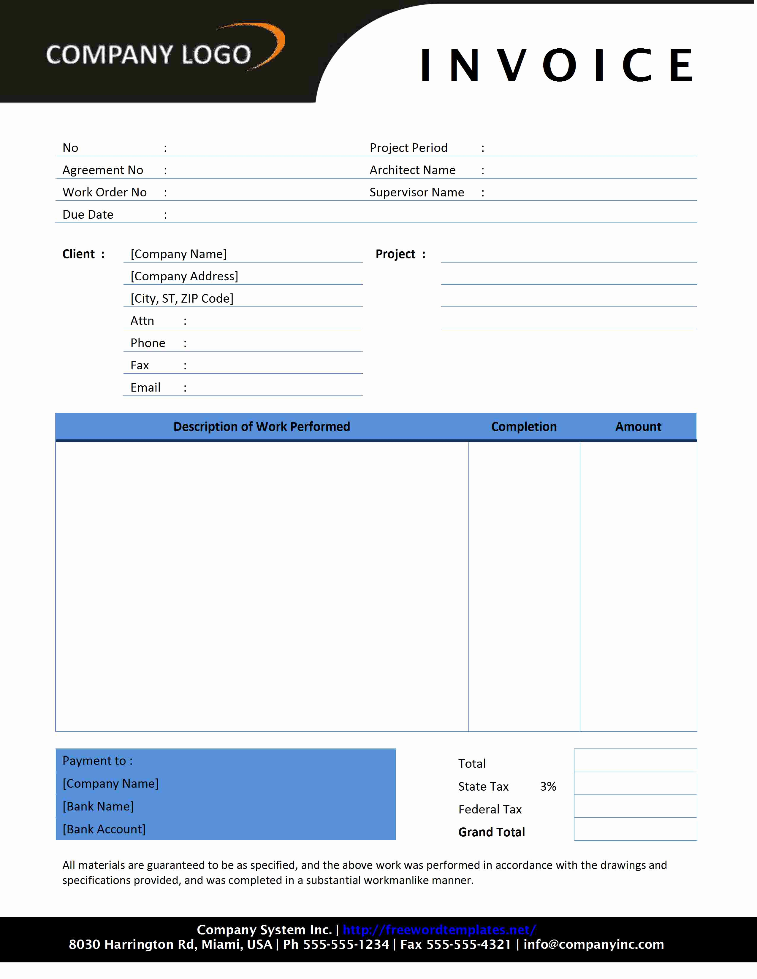 Contractor Invoice Template Word Lovely Contractor Invoice