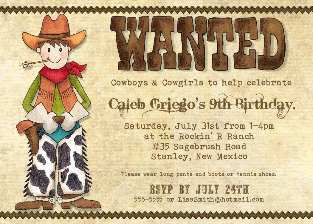 Cowboy Invitations Template Free Unique Free Printable Cowboy Birthday Invitations