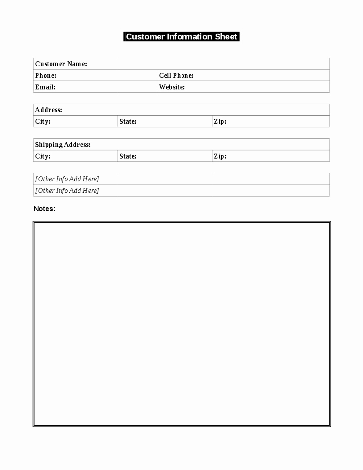 Customer Information Sheet Template Luxury Use This Simple Customer Information Template to Keep A