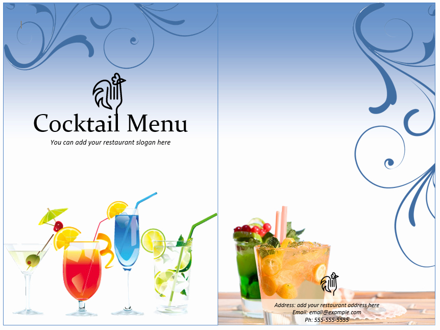 Drink Menu Template Free Awesome Cocktail Menu Template Word Templates