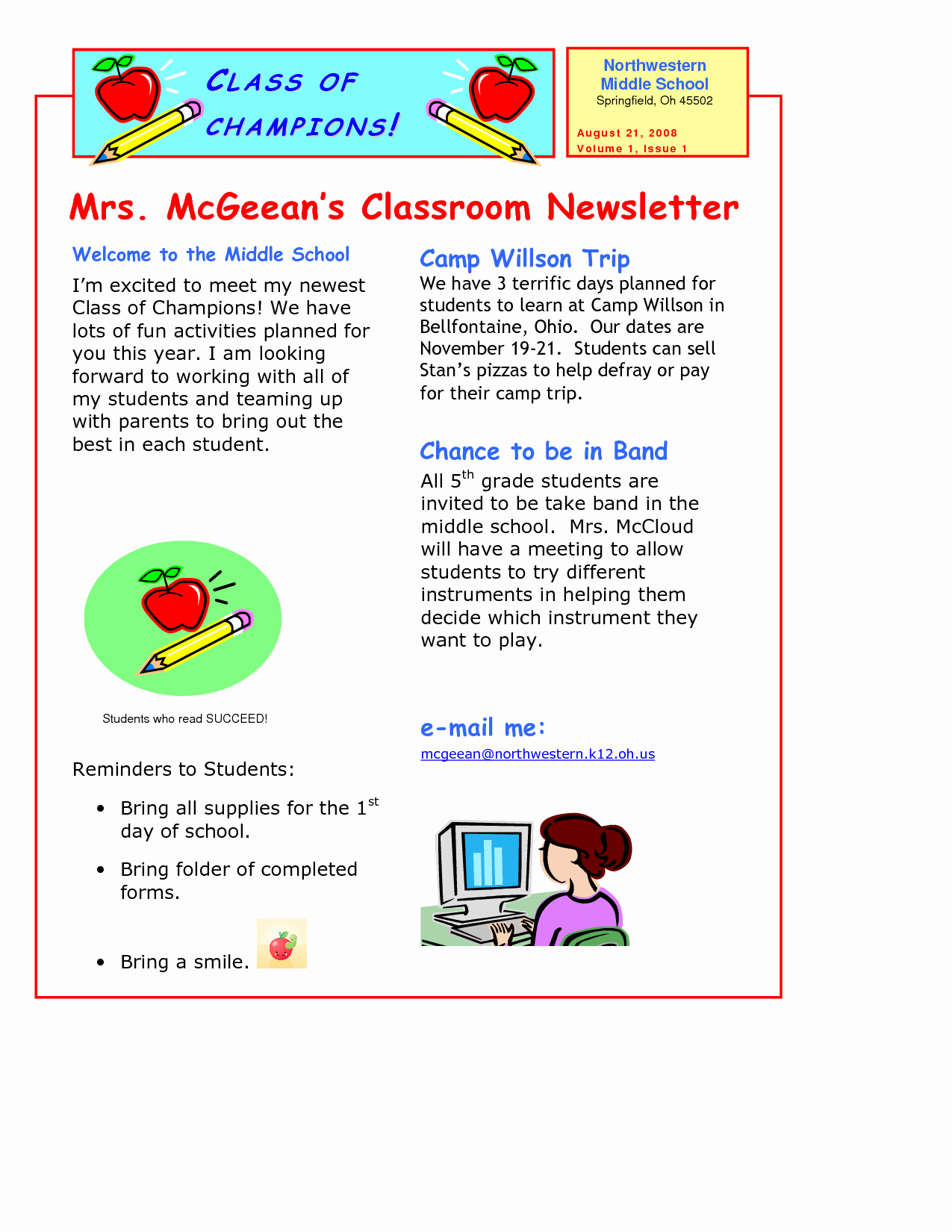 Elementary School Newsletter Template Inspirational Classroom Newsletter Template