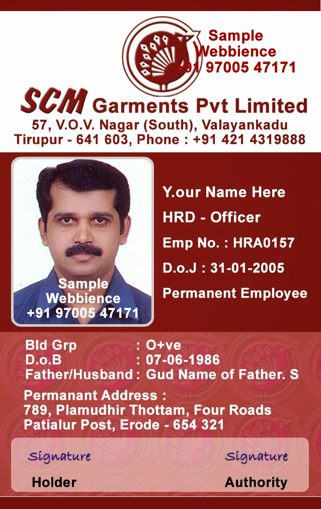 Employee Identity Card Template Luxury Id Card Coimbatore Ph form 25c Based Id