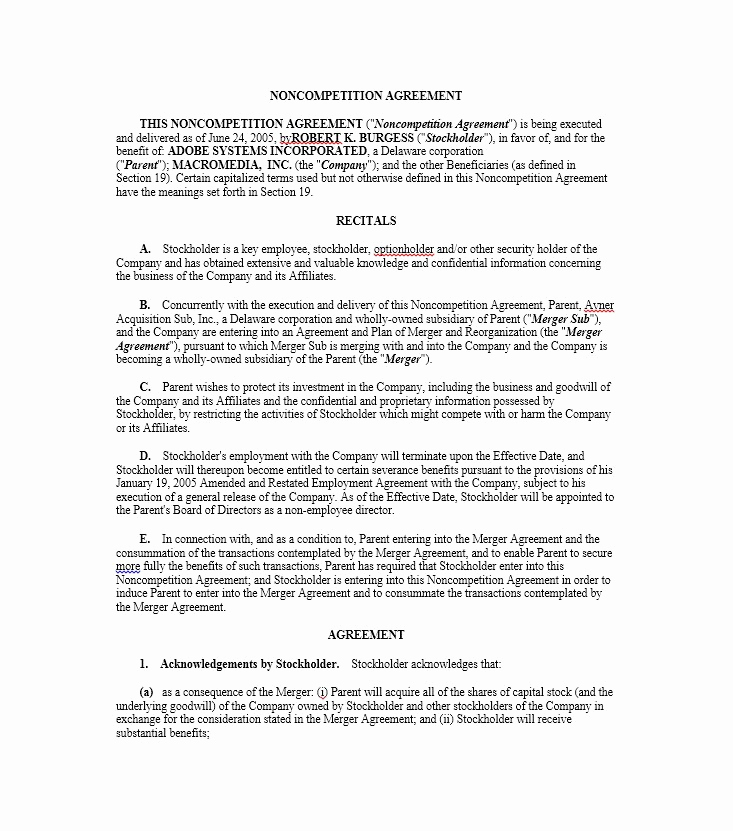 Employee Non Compete Agreement Template Awesome 39 Ready to Use Non Pete Agreement Templates Template Lab