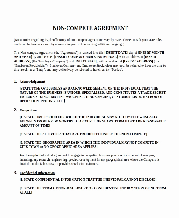 Employee Non Compete Agreement Template Best Of 21 Non Disclosure Agreement Templates Free Sample