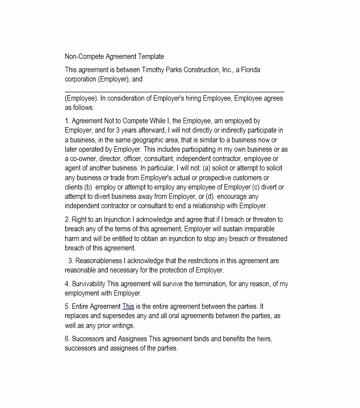 Employee Non Compete Agreement Template Elegant 39 Ready to Use Non Pete Agreement Templates Template Lab