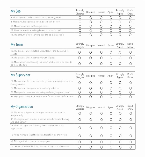 Employee Satisfaction Survey Template Fresh Employee Satisfaction Survey Template Excel and Data