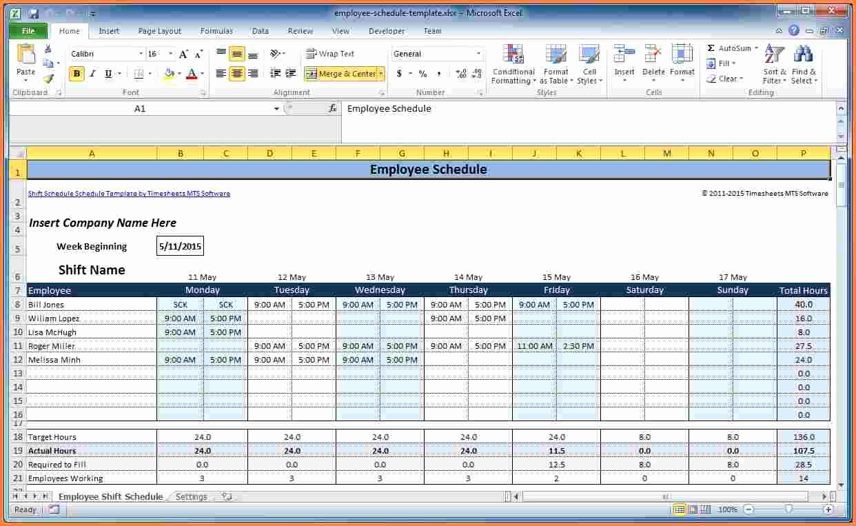Excel Shift Schedule Template Elegant 7 Employee Scheduling Spreadsheet Excel