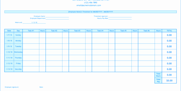 Excel Timesheet Template with Tasks Awesome Weekly Timesheet Template
