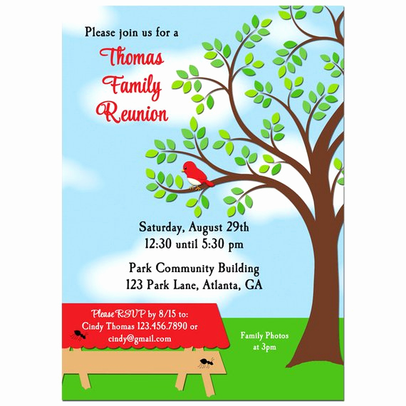 Family Reunion Flyers Templates Elegant Family Reunion Picnic Bbq Park Invitation Printable or