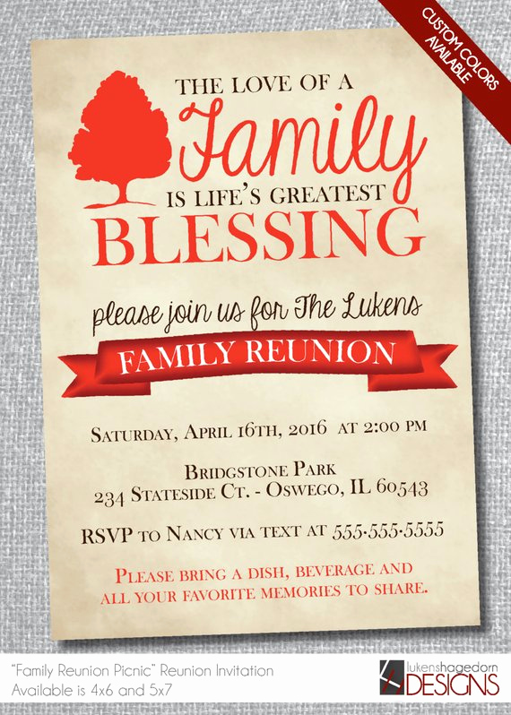 Family Reunion Flyers Templates Unique Rustic Family Reunion Invitation Digital by