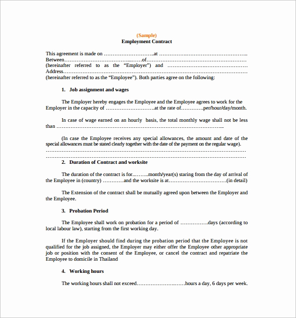Free Employment Contract Templates Awesome 52 Contract Agreement Templates