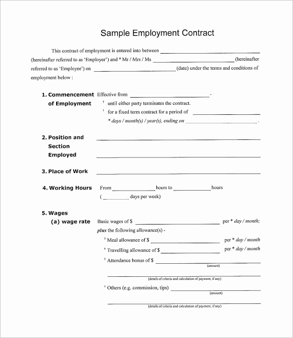 Free Employment Contract Templates Beautiful Simple Contract Template 9 Download Free Documents In