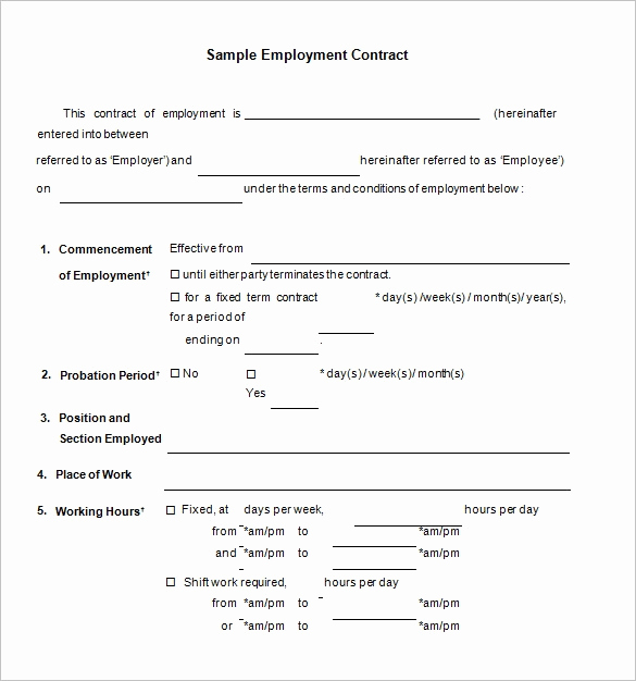Free Employment Contract Templates New 18 Job Contract Templates Word Pages Docs