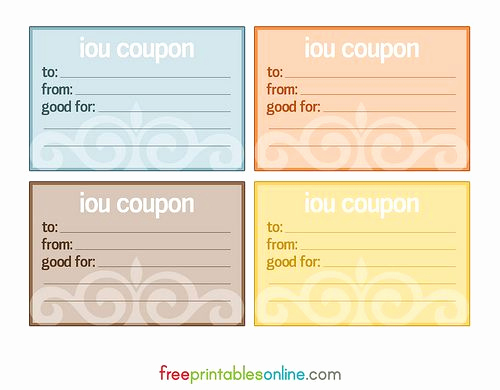 Free Printable Coupon Template Blank Beautiful Iou Cards Crafty Pinterest