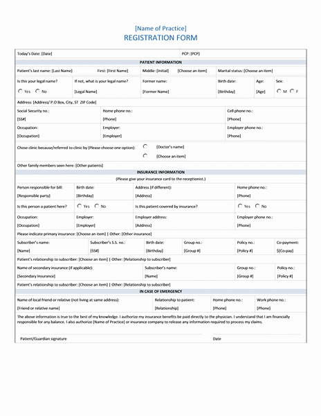 Free Registration forms Template Awesome Download Hospital Patient Registration form Templates