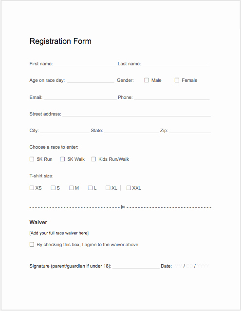 Free Registration forms Template Best Of 5k Registration form Templates