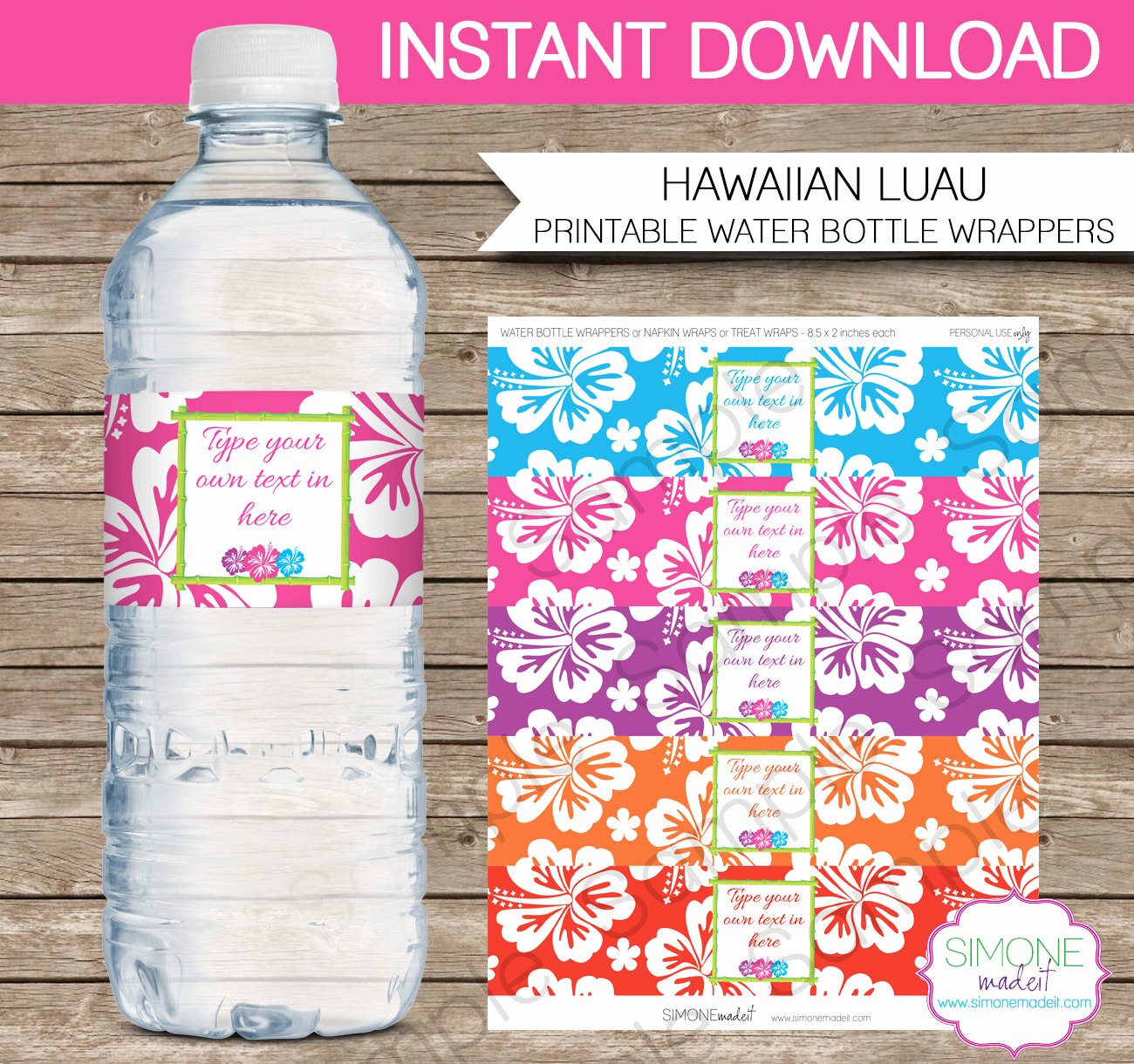 Free Water Bottle Template New Luau Party Water Bottle Labels or Wrappers Instant Download