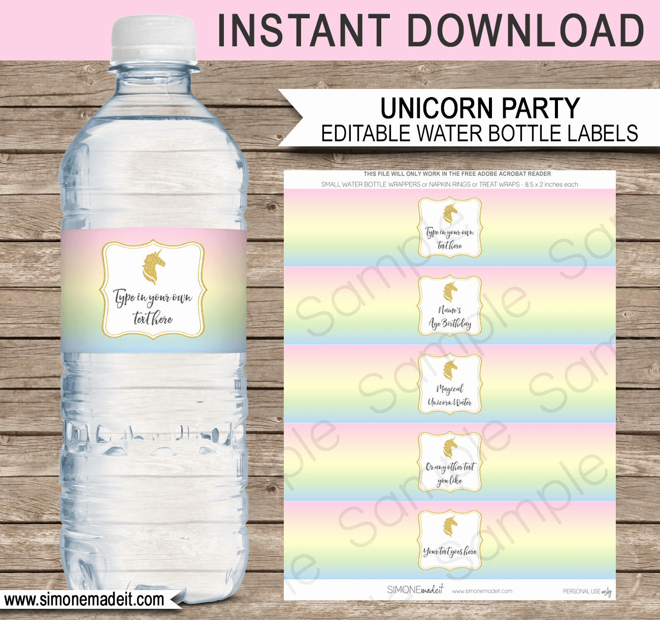 Free Water Bottle Template New Unicorn Water Bottle Labels