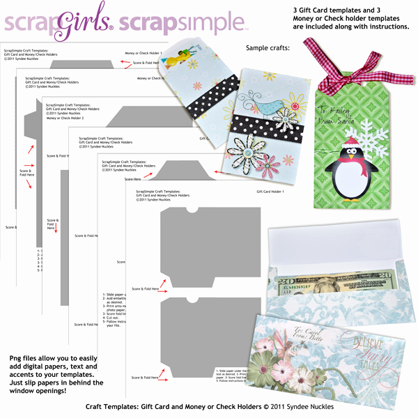 Gift Card Holder Template Free New Scrapsimple Craft Templates Gift Card and Check or Money