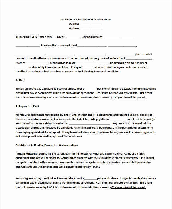 House Rental Contract Template Elegant 16 House Rental Agreement Templates Doc Pdf