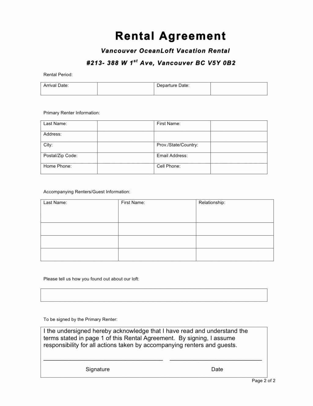 House Rental Contract Template Fresh 6 Free Rental Agreement Templates Excel Pdf formats