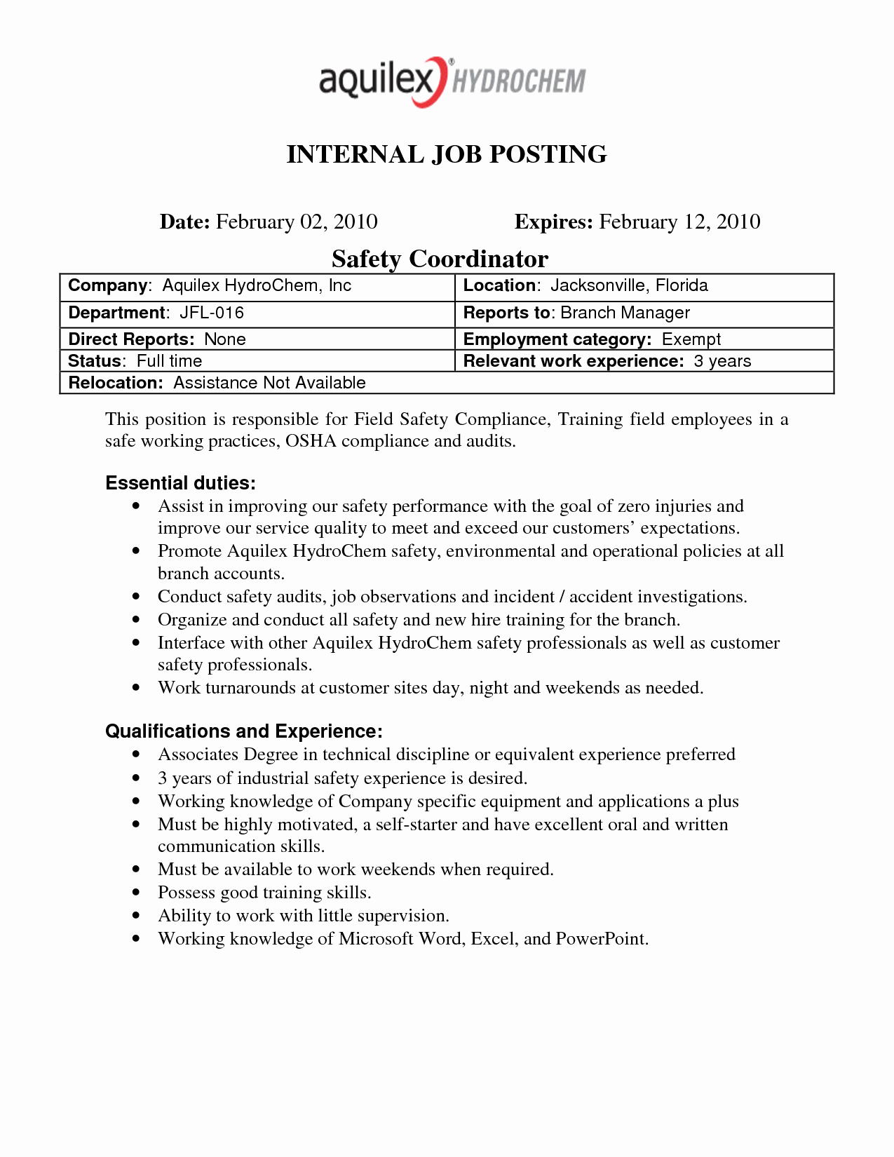 Job Posting Template Word Inspirational Best S Of Internal Job Posting Template Word Resume