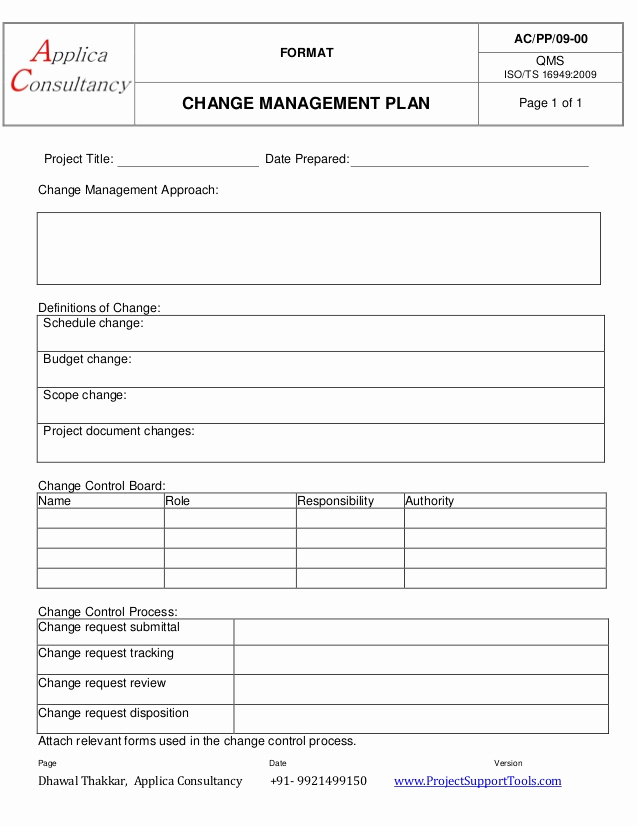 Management Of Change Procedure Template Best Of Change Management Plan Ready Template