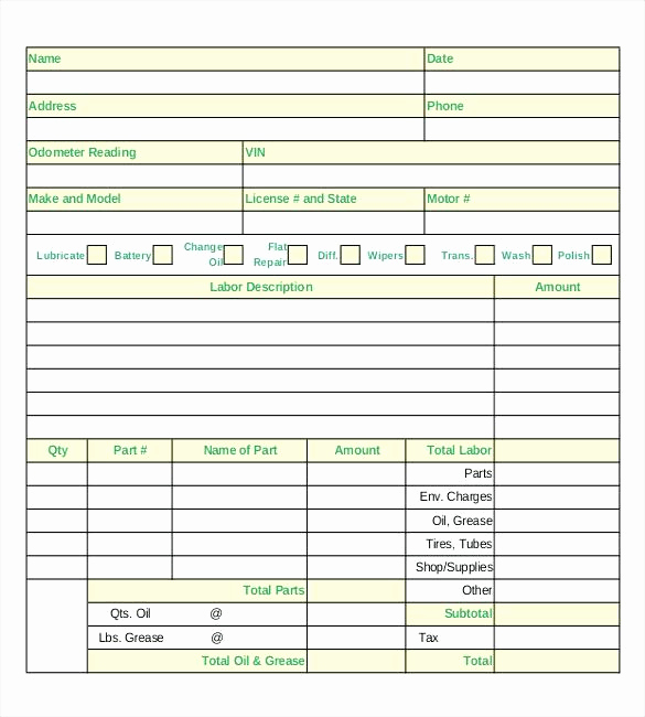 Mechanic Work order Template Best Of Download Invoice Template Excel for the Lubricant Store