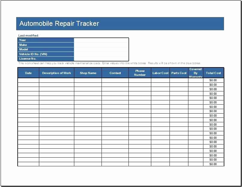 Mechanic Work order Template Elegant Auto Repair order Template Excel Mechanic Work order