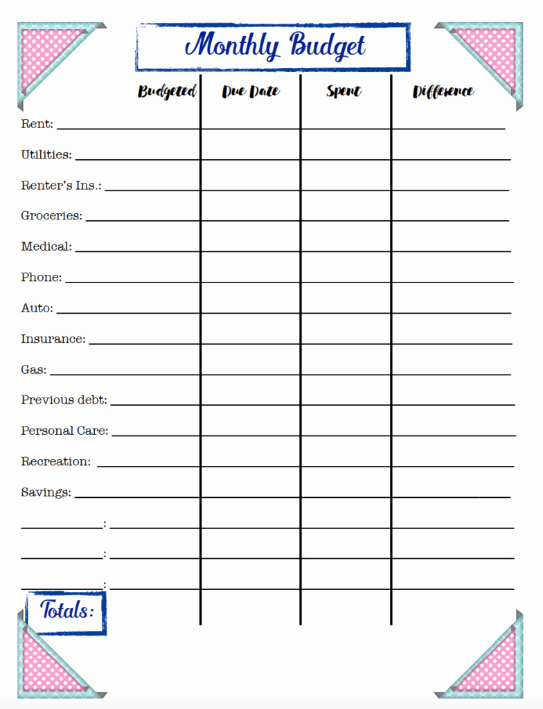 Monthly Budget Spreadsheet Template Lovely Free Bud Ing Printables Expense Tracker Bud &amp; Goal