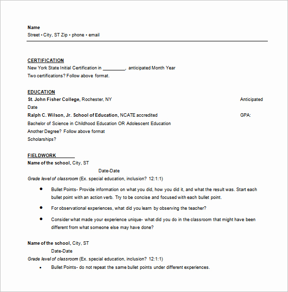 One Page Resume Template Free New E Page Resume Template 12 Free Word Excel Pdf