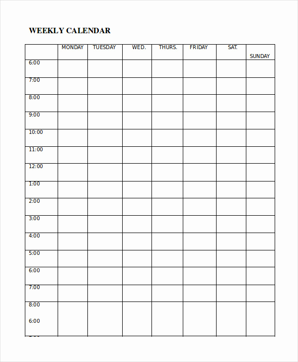 One Week Schedule Template Lovely Weekly Calendar Template 8 Word Excel Pdf Documents