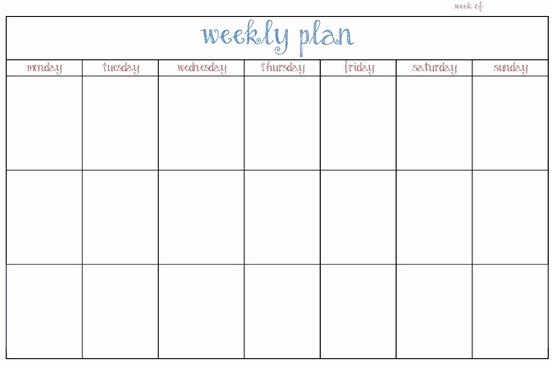 One Week Schedule Template New Blank Work Schedule