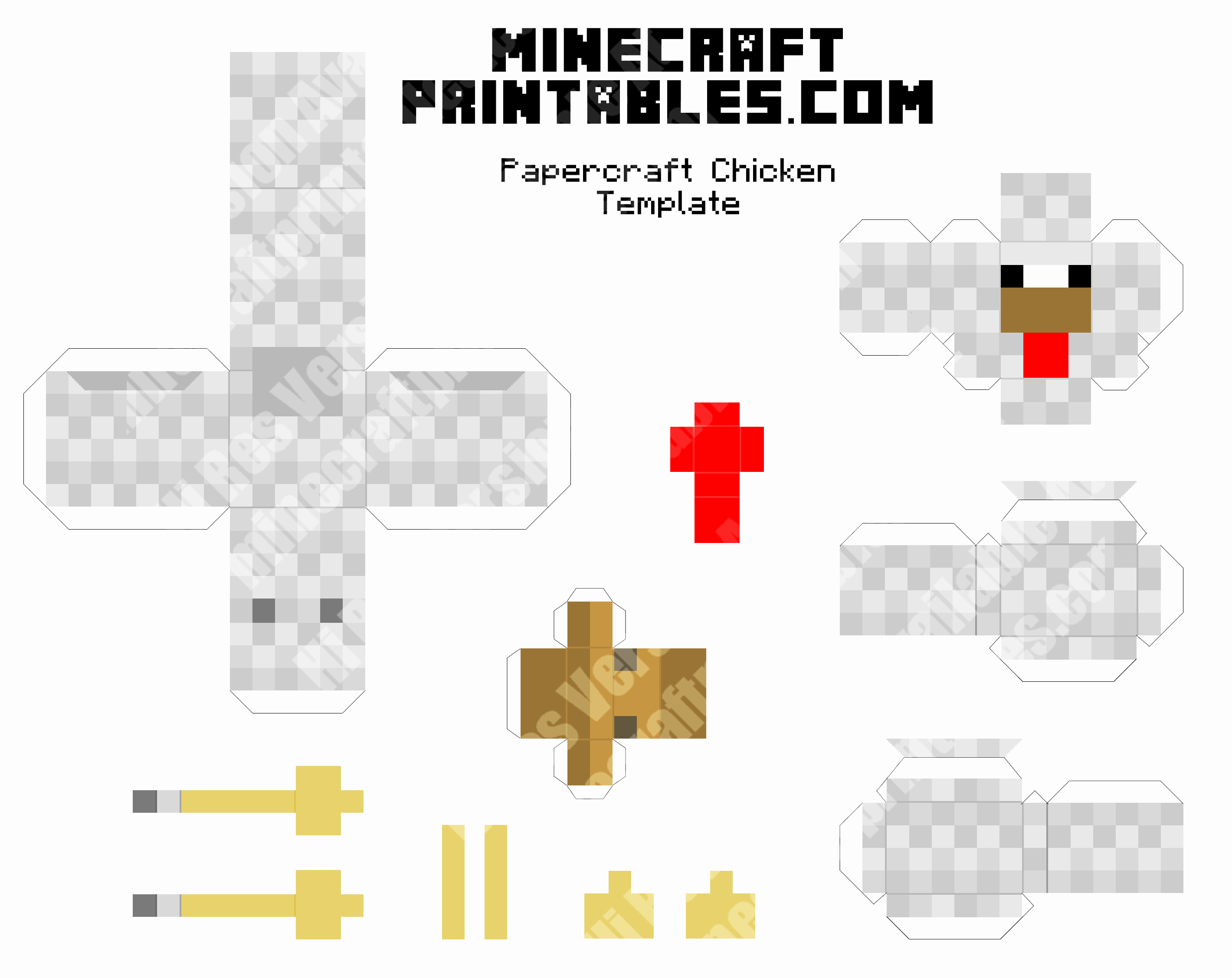 Paper Cut Outs Templates Beautiful Chicken Printable Minecraft Chicken Papercraft Template