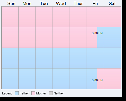 Parenting Time Calendar Template Awesome 2 Weeks Each Custody &amp; Visitation Schedule Examples