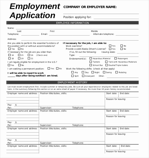 Printable Job Applications Template Inspirational 21 Employment Application Templates Pdf Doc