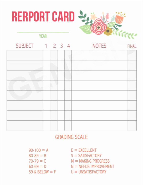 Printable Report Card Template Awesome 60 Card Designs